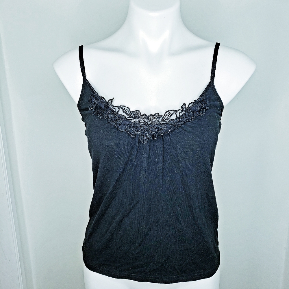 H&M beaded lace applique tank top, Medium